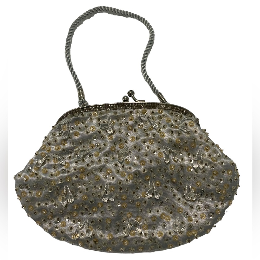 Vintage silver beaded evening purse